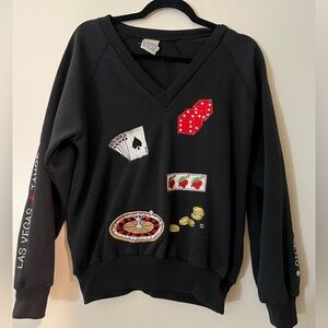 Vintage V-Neck casino sweater with embroidery